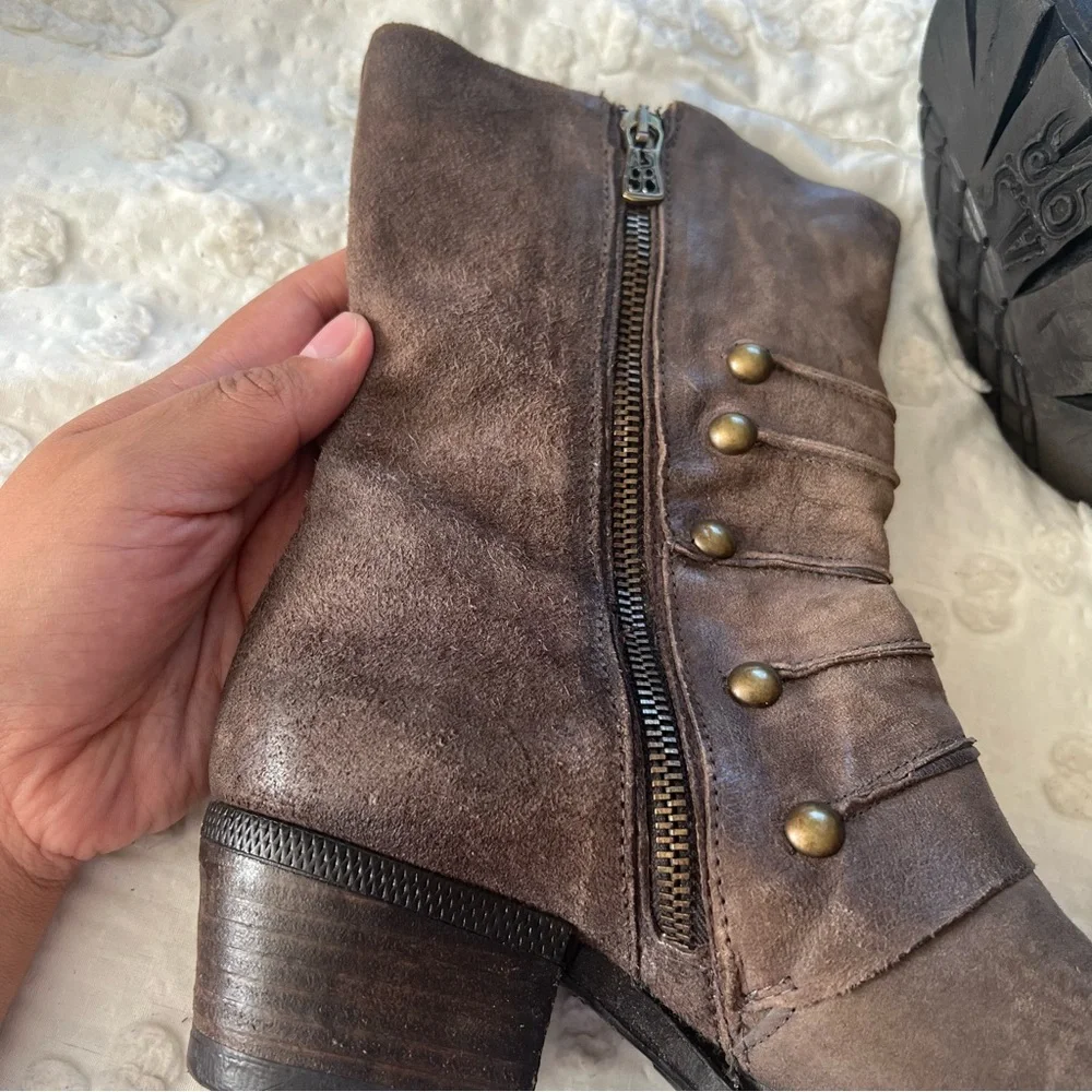 A.S.98 Military Dress Style Boots in Stone Leather Side Zip Women's 38 (US 7.5) - Picture 10 of 16